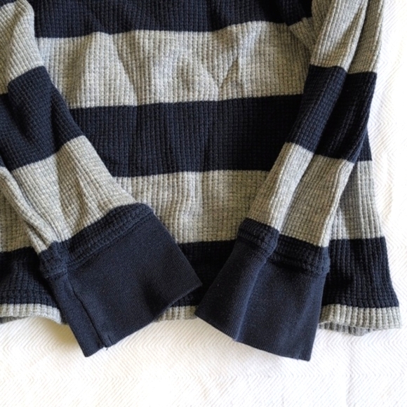 old navy rugby stripe thermal waffle knit long sleeve shirt 3T toddler boys - Picture 3 of 4